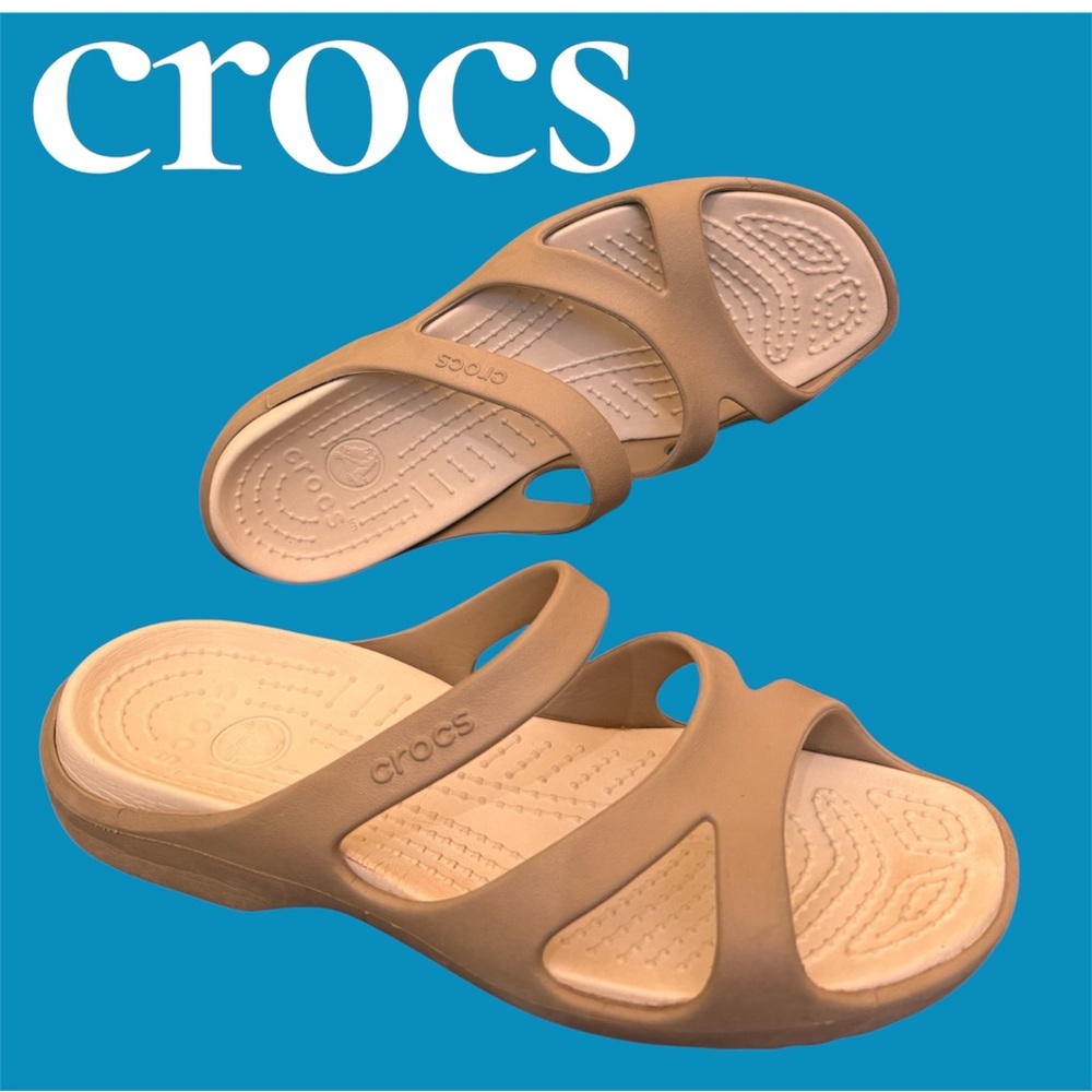 Crocs Meleen Twist Sandal Womens
10 Khaki Oyster Tan Strappy Slide. VG pre-owed.